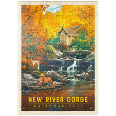 puzzleplate New River Gorge National Park & Preserve: Fall Colors, Vintage Poster 1000 Puzzle