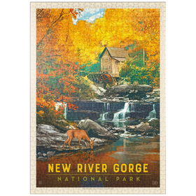 Darstellung des Puzzle Motivs New River Gorge National Park & Preserve: Fall Colors, Vintage Poster - Puzzleteile: 1000