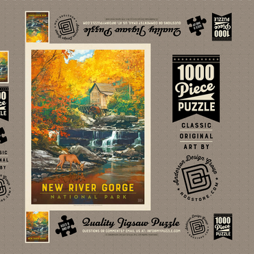 New River Gorge National Park & Preserve: Fall Colors, Vintage Poster 1000 Puzzle Schachtel 3D Modell