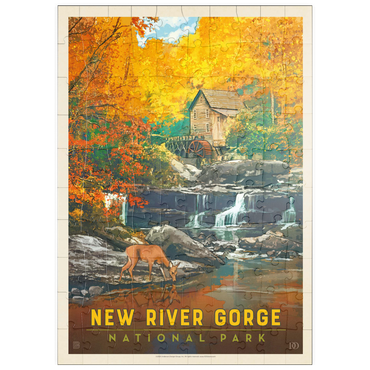 puzzleplate New River Gorge National Park & Preserve: Fall Colors, Vintage Poster 100 Puzzle
