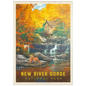 Darstellung des Puzzle Motivs New River Gorge National Park & Preserve: Fall Colors, Vintage Poster - Puzzleteile: 100