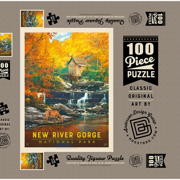 New River Gorge National Park & Preserve: Fall Colors, Vintage Poster 100 Puzzle Schachtel 3D Modell