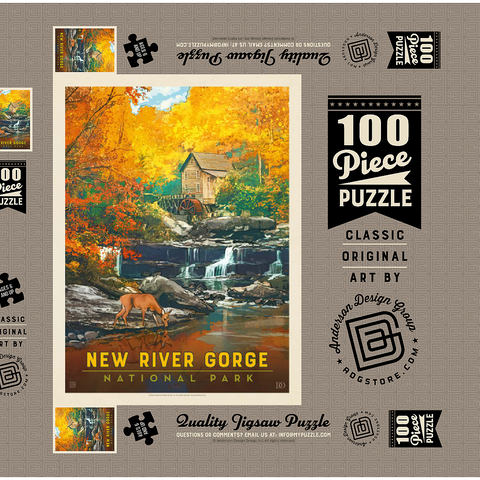 New River Gorge National Park & Preserve: Fall Colors, Vintage Poster 100 Puzzle Schachtel 3D Modell