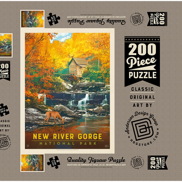 New River Gorge National Park & Preserve: Fall Colors, Vintage Poster 200 Puzzle Schachtel 3D Modell