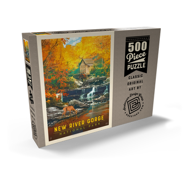 New River Gorge National Park & Preserve: Fall Colors, Vintage Poster 500 Puzzle Schachtel Ansicht2