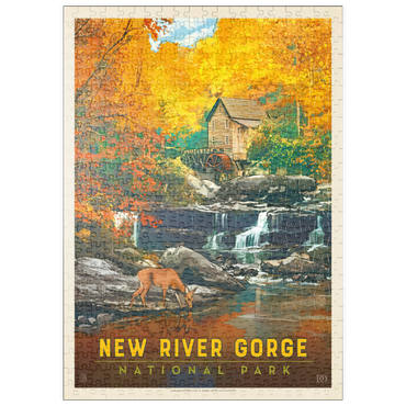 puzzleplate New River Gorge National Park & Preserve: Fall Colors, Vintage Poster 500 Puzzle