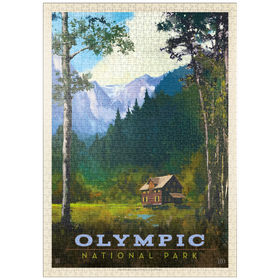 Darstellung des Puzzle Motivs Olympic National Park: Enchanted Valley Chalet, Vintage Poster - Puzzleteile: 1000