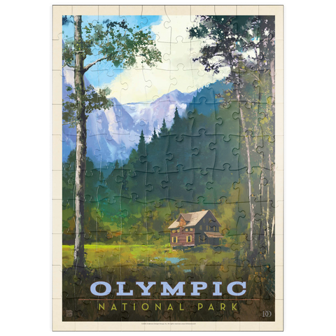 puzzleplate Olympic National Park: Enchanted Valley Chalet, Vintage Poster 100 Puzzle
