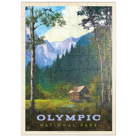 Darstellung des Puzzle Motivs Olympic National Park: Enchanted Valley Chalet, Vintage Poster - Puzzleteile: 100