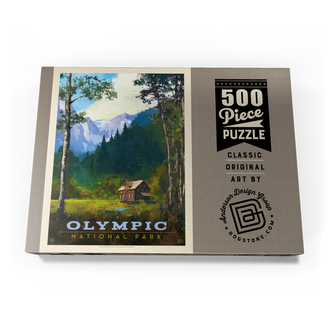 Olympic National Park: Enchanted Valley Chalet, Vintage Poster 500 Puzzle Schachtel Ansicht3
