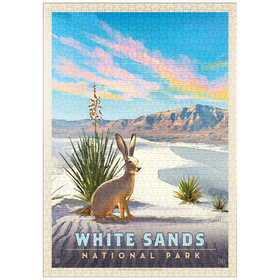 Darstellung des Puzzle Motivs White Sands National Park: Jack Rabbit, Vintage Poster - Puzzleteile: 1000