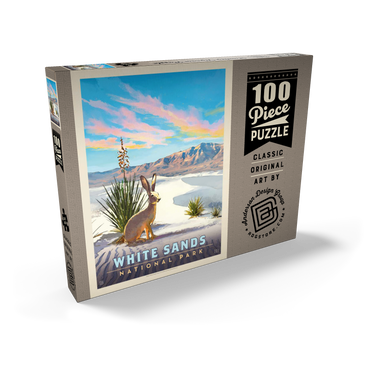 White Sands National Park: Jack Rabbit, Vintage Poster 100 Puzzle Schachtel Ansicht2