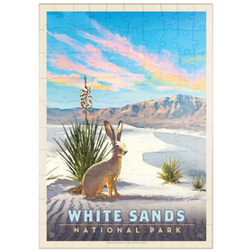 Darstellung des Puzzle Motivs White Sands National Park: Jack Rabbit, Vintage Poster - Puzzleteile: 100