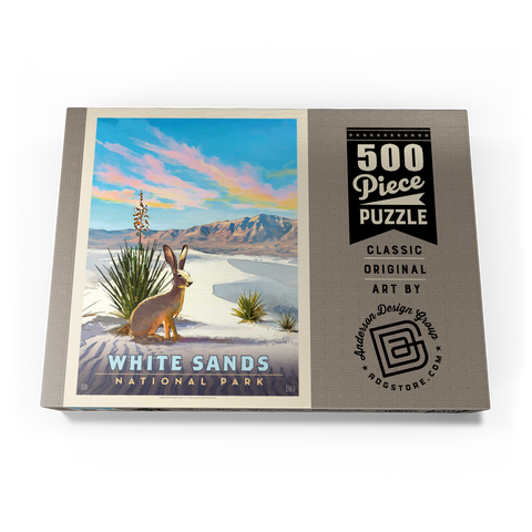 White Sands National Park: Jack Rabbit, Vintage Poster 500 Puzzle Schachtel Ansicht3