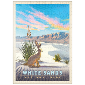 Darstellung des Puzzle Motivs White Sands National Park: Jack Rabbit, Vintage Poster - Puzzleteile: 500