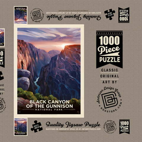 Black Canyon Of The Gunnison National Park: River View, Vintage Poster 1000 Puzzle Schachtel 3D Modell