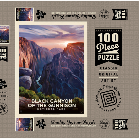 Black Canyon Of The Gunnison National Park: River View, Vintage Poster 100 Puzzle Schachtel 3D Modell