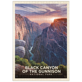 Darstellung des Puzzle Motivs Black Canyon Of The Gunnison National Park: River View, Vintage Poster - Puzzleteile: 500