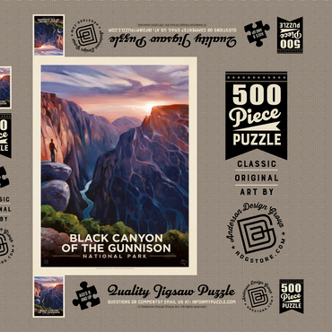 Black Canyon Of The Gunnison National Park: River View, Vintage Poster 500 Puzzle Schachtel 3D Modell