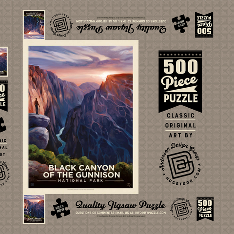 Black Canyon Of The Gunnison National Park: River View, Vintage Poster 500 Puzzle Schachtel 3D Modell