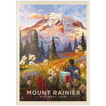 puzzleplate Mount Rainier National Park: Moment in the Meadow, Vintage Poster 1000 Puzzle