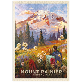 Darstellung des Puzzle Motivs Mount Rainier National Park: Moment in the Meadow, Vintage Poster - Puzzleteile: 1000