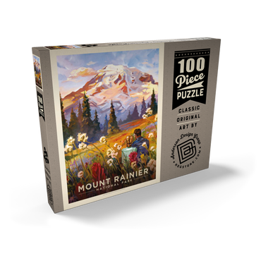 Mount Rainier National Park: Moment in the Meadow, Vintage Poster 100 Puzzle Schachtel Ansicht2