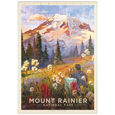 puzzleplate Mount Rainier National Park: Moment in the Meadow, Vintage Poster 100 Puzzle