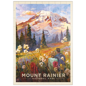 Darstellung des Puzzle Motivs Mount Rainier National Park: Moment in the Meadow, Vintage Poster - Puzzleteile: 100