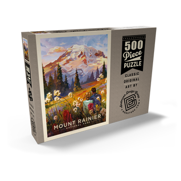 Mount Rainier National Park: Moment in the Meadow, Vintage Poster 500 Puzzle Schachtel Ansicht2