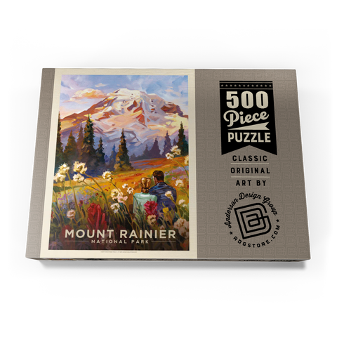 Mount Rainier National Park: Moment in the Meadow, Vintage Poster 500 Puzzle Schachtel Ansicht3