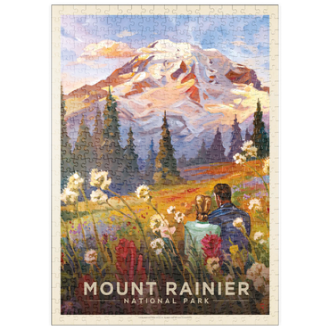 puzzleplate Mount Rainier National Park: Moment in the Meadow, Vintage Poster 500 Puzzle