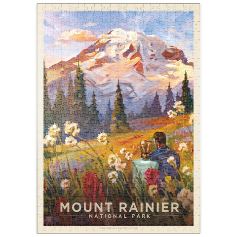 puzzleplate Mount Rainier National Park: Moment in the Meadow, Vintage Poster 500 Puzzle