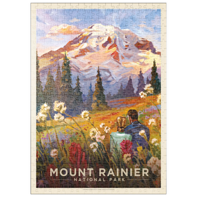 Darstellung des Puzzle Motivs Mount Rainier National Park: Moment in the Meadow, Vintage Poster - Puzzleteile: 500
