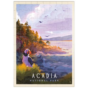 puzzleplate Acadia National Park: Puffin Paradise, Vintage Poster 100 Puzzle