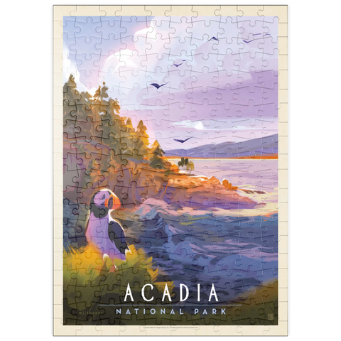 puzzleplate Acadia National Park: Puffin Paradise, Vintage Poster 200 Puzzle