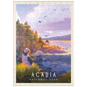 Darstellung des Puzzle Motivs Acadia National Park: Puffin Paradise, Vintage Poster - Puzzleteile: 200