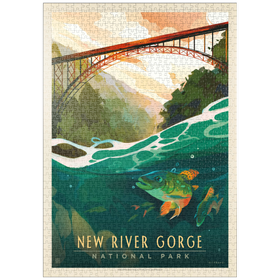 Darstellung des Puzzle-Motivs New River Gorge National Park & Preserve: Fish-Eye-View, Vintage Poster – Puzzleteile: 1000