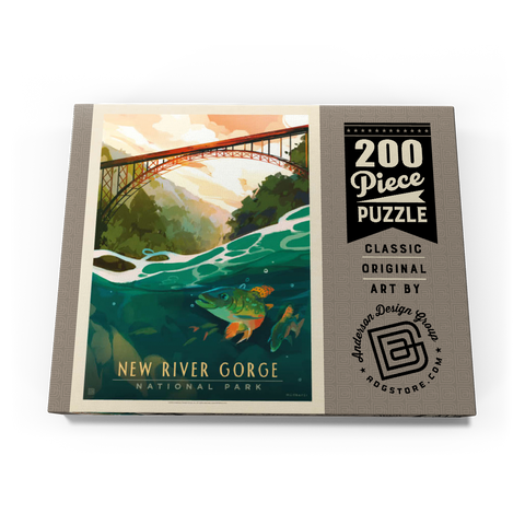 New River Gorge National Park & Preserve: Fish-Eye-View, Vintage Poster 200 Puzzle Schachtel Ansicht3