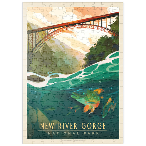puzzleplate New River Gorge National Park & Preserve: Fish-Eye-View, Vintage Poster 200 Puzzle