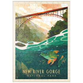 Darstellung des Puzzle Motivs New River Gorge National Park & Preserve: Fish-Eye-View, Vintage Poster - Puzzleteile: 200