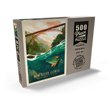 New River Gorge National Park & Preserve: Fish-Eye-View, Vintage Poster 500 Puzzle Schachtel Ansicht2
