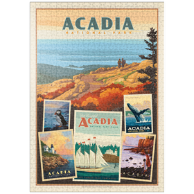 Darstellung des Puzzle-Motivs Acadia National Park: Collage Print, Vintage Poster – Puzzleteile: 1000