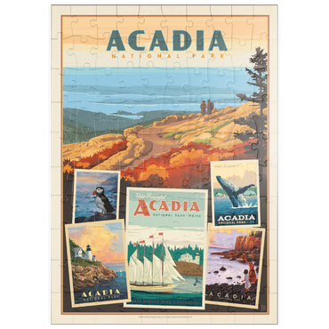 puzzleplate Acadia National Park: Collage Print, Vintage Poster 100 Puzzle