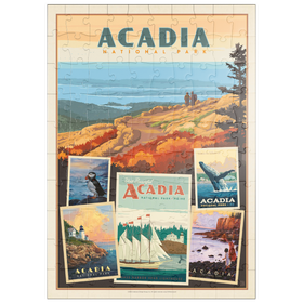 Darstellung des Puzzle Motivs Acadia National Park: Collage Print, Vintage Poster - Puzzleteile: 100
