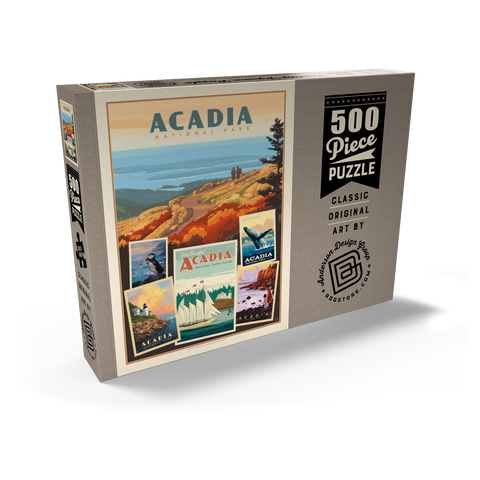 Acadia National Park: Collage Print, Vintage Poster 500 Puzzle Schachtel Ansicht2