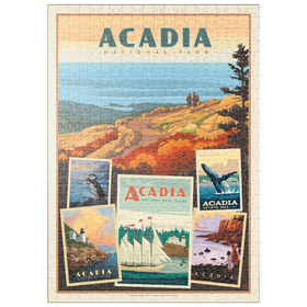 Darstellung des Puzzle Motivs Acadia National Park: Collage Print, Vintage Poster - Puzzleteile: 500