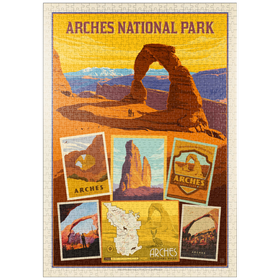 Darstellung des Puzzle Motivs Arches National Park: Collage Print, Vintage Poster - Puzzleteile: 1000