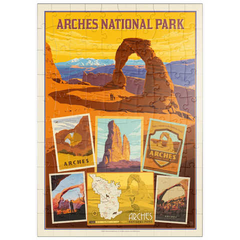 puzzleplate Arches National Park: Collage Print, Vintage Poster 100 Puzzle