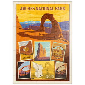 Darstellung des Puzzle Motivs Arches National Park: Collage Print, Vintage Poster - Puzzleteile: 100